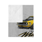 1969 Mach 1 Fastback Yellow Mustang Blanket | Velveteen Microfiber