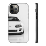 White MK4 Supra Phone Case, Retro 90s JDM Tough Cover for Car Enthusiasts