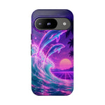 Neon Dolphin Ocean Vaporwave Art Tough Phone Case