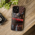 Red FD RX-7 Blossom Alley Tough Phone Case - Rain-Slicked Night