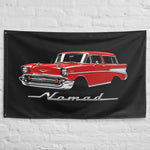 1957 Nomad Wagon Wall Flag Banner 34x56 Red Tri-Five Classic Car Decor