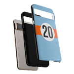 Copy of Blue Orange Number 20 Retro Racing Stripe Tough Phone Case Cover