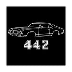 Oldsmobile 442 Poster Classic Muscle Car Line Art Wall Print Vintage Auto Garage
