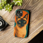 Siamese Cat Retro Halftone Portrait Case - Orange Teal Print