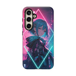 Anime Girl Phone Case Teal, Neon Kanji Calm Gradient Tough Cover