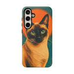 Siamese Cat Retro Halftone Portrait Case - Orange Teal Print