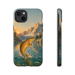 Leaping Golden Trout Lake Scene phone case | Tough Cover
