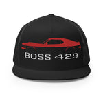 1969 Boss 429 Stang Red Muscle Car Owners Drivers Custom Embroidered 5 panel Trucker Cap Snapback Hat