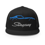 Blue C3 Corvette Sports Car Stingray Silhouette 3rd Gen Vette Driver Custom Embroidered 5 panel Trucker Cap