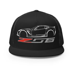 C7 Corvette Z06 trucker hat for 7th Gen Vette Drivers Owners Custom Car Show 5 panel Cap