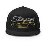 1969 Corvette C3 Stingray Chevy Classic Car Drivers Yellow 69 Vette Line Art 5 panel Trucker Cap