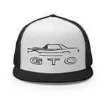 1965 GTO Muscle Car Silhouette Emblem Classic Car Custom Embroidered 5 Panel Trucker Cap Snapback Hat