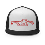 1961 Corvette Red Lines Antique Collector Car Custom Embroidered 5 Panel Trucker Cap Snapback Hat