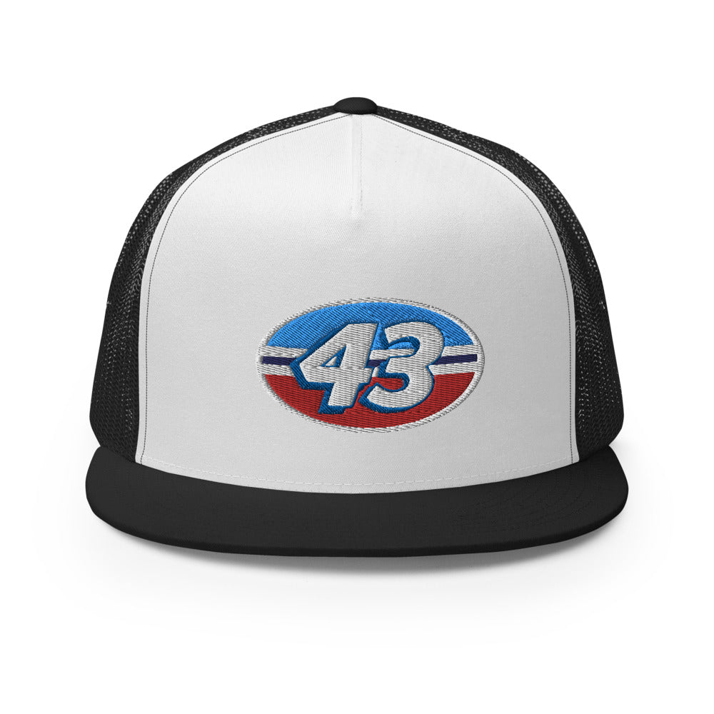 The King 43 Richard Petty Retro Stock Car Racing Custom Embroidered 5 Panel Trucker Cap Snapback Hat