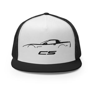 Corvette C5 Outline 5th Gen Vette Owner Custom Embroidered 5 Panel Trucker Cap Snapback Hat