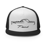 1957 Thunderbird Antique Classic Car Outline Silhouette Custom Embroidered 5 Panel Trucker Cap Snapback Hat