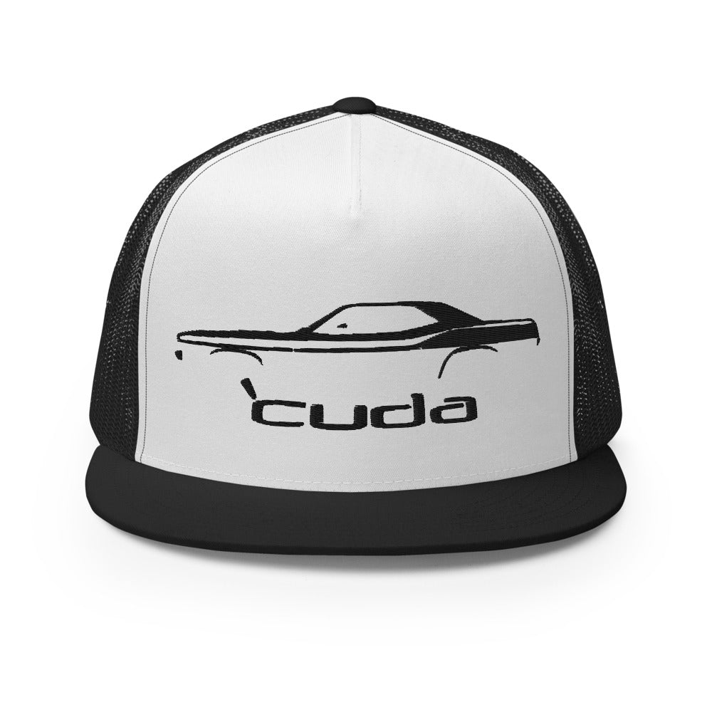 1972 Cuda Barracuda Muscle Car Silhouette Classic Car Owner Custom Embroidered 5 Panel Trucker Cap Snapback Hat