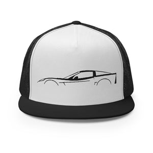 Corvette C6 Outline 6th Gen Vette Owner Custom Embroidered 5 Panel Trucker Cap Snapback Hat