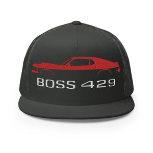 1969 Boss 429 Stang Red Muscle Car Owners Drivers Custom Embroidered 5 panel Trucker Cap Snapback Hat