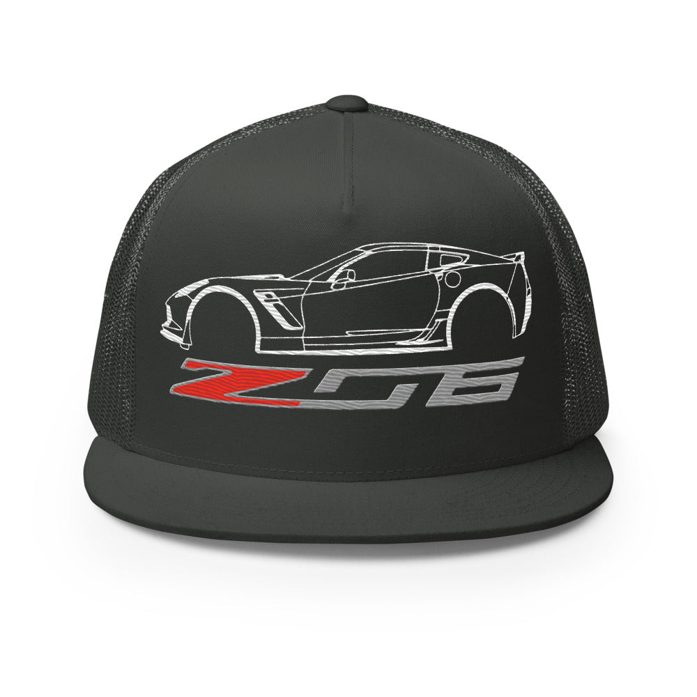 C7 Corvette Z06 trucker hat for 7th Gen Vette Drivers Owners Custom Car Show 5 panel Cap