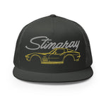 1969 Corvette C3 Stingray Chevy Classic Car Drivers Yellow 69 Vette Line Art 5 panel Trucker Cap