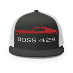 1969 Boss 429 Stang Red Muscle Car Owners Drivers Custom Embroidered 5 panel Trucker Cap Snapback Hat