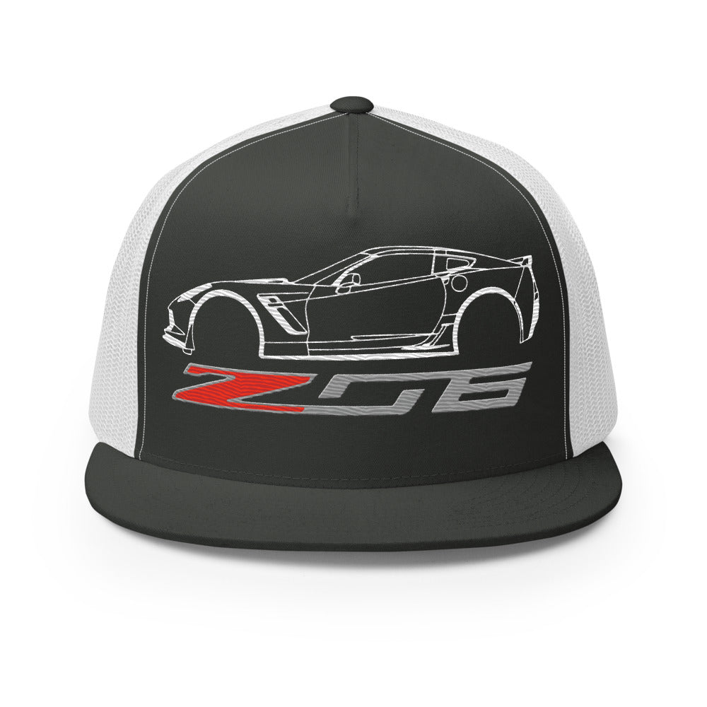 C7 Corvette Z06 trucker hat for 7th Gen Vette Drivers Owners Custom Car Show 5 panel Cap