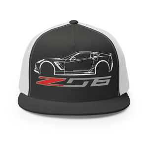 C7 Corvette Z06 trucker hat for 7th Gen Vette Drivers Owners Custom Car Show 5 panel Cap