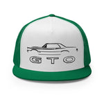 1965 GTO Muscle Car Silhouette Emblem Classic Car Custom Embroidered 5 Panel Trucker Cap Snapback Hat