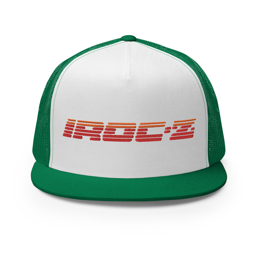 Retro Vintage 1980s Chevy Camaro IROC-Z Logo Fender Emblem Custom Embroidered 5 Panel Trucker Cap Snapback Hat