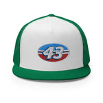 The King 43 Richard Petty Retro Stock Car Racing Custom Embroidered 5 Panel Trucker Cap Snapback Hat