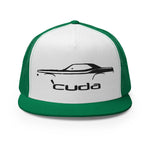 1972 Cuda Barracuda Muscle Car Silhouette Classic Car Owner Custom Embroidered 5 Panel Trucker Cap Snapback Hat