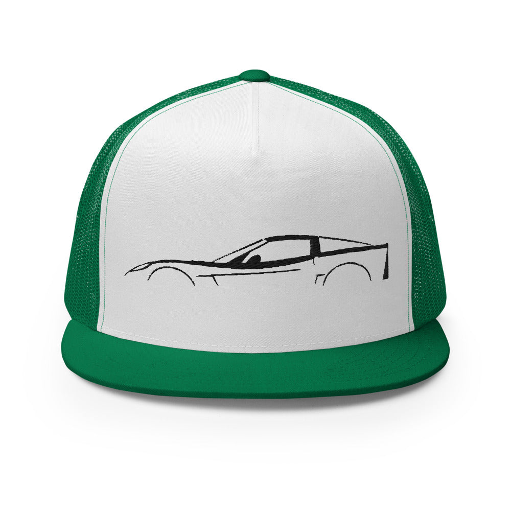 Corvette C6 Outline 6th Gen Vette Owner Custom Embroidered 5 Panel Trucker Cap Snapback Hat