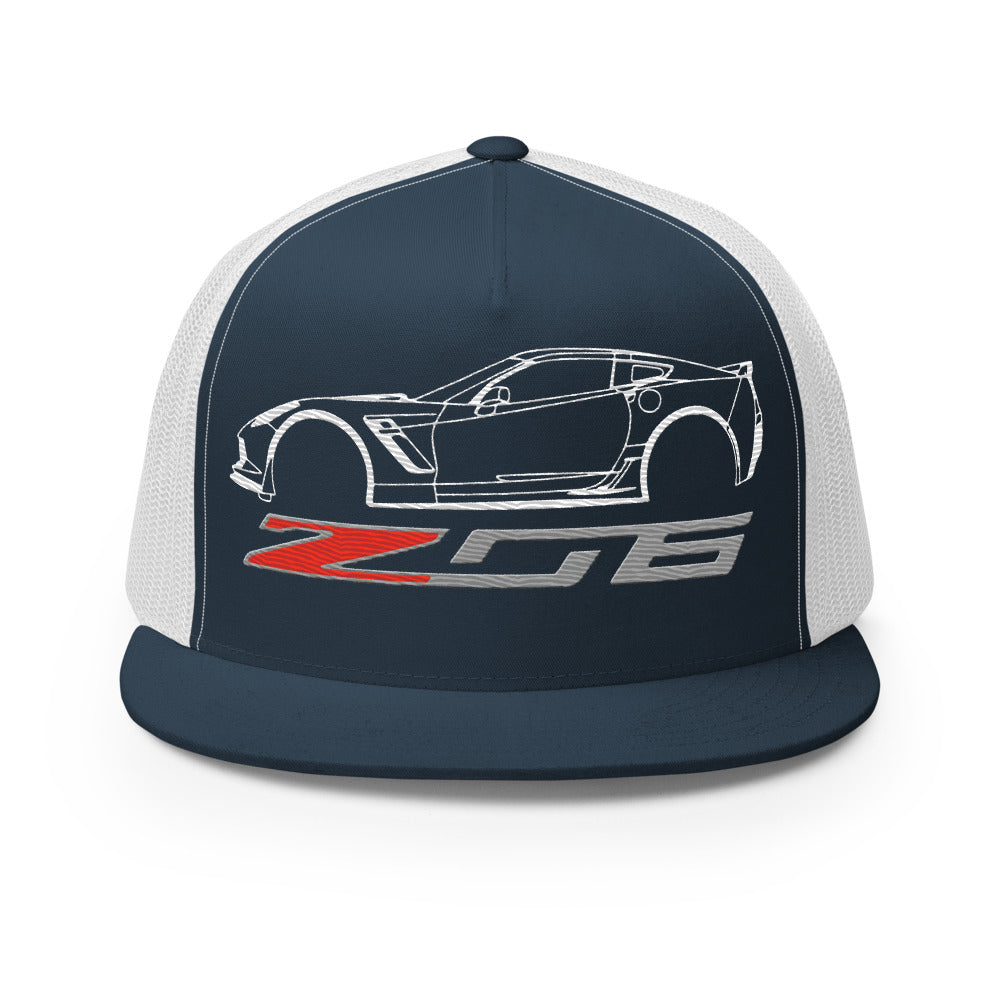 C7 Corvette Z06 trucker hat for 7th Gen Vette Drivers Owners Custom Car Show 5 panel Cap