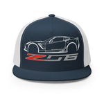 C7 Corvette Z06 trucker hat for 7th Gen Vette Drivers Owners Custom Car Show 5 panel Cap