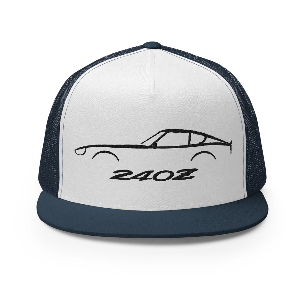 Datsun 240z Silhouette S30 Vintage JDM Car Custom Embroidered 5 Panel Trucker Cap Snapback Hat