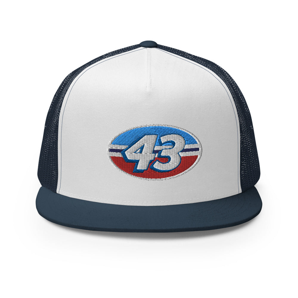 The King 43 Richard Petty Retro Stock Car Racing Custom Embroidered 5 Panel Trucker Cap Snapback Hat