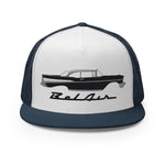 1957 Chevy Bel Air Onyx Black Antique 57 Chevy Classic Car Custom Embroidered 5 Panel Trucker Cap Snapback Hat