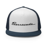 1970s Barracuda Emblem Script Muscle Car Cuda Classic Cars Custom Embroidered 5 Panel Trucker Cap Snapback Hat