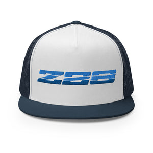 1985 1986 Camaro Z28 Blue Emblem Retro 80s Aesthetic Custom Embroidered 5 Panel Trucker Cap Snapback Hat