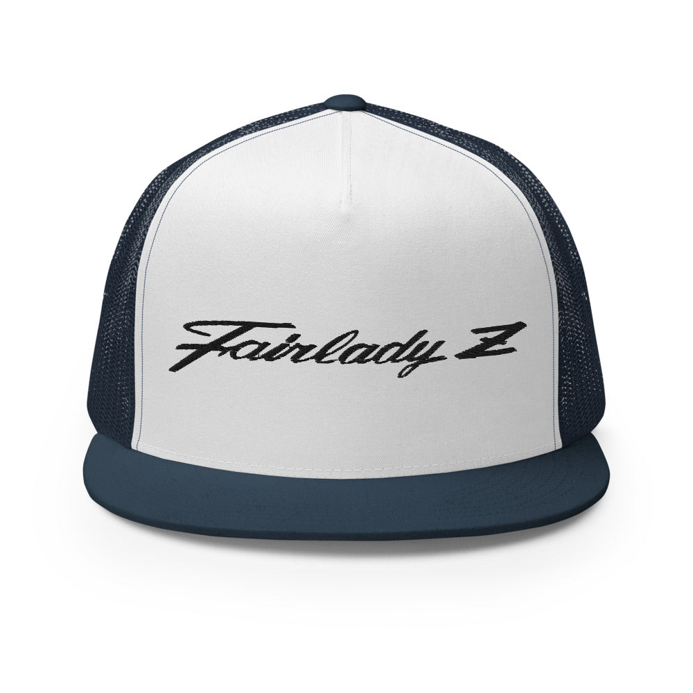 Fairlady Z Emblem Script Datsun 240z 280z Vintage JDM Car Custom Embroidered 5 Panel Trucker Cap Snapback Hat