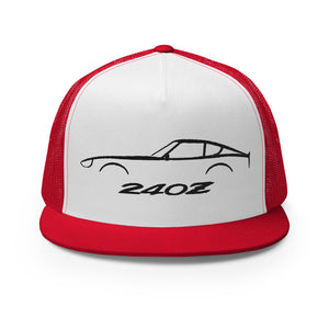 Datsun 240z Silhouette S30 Vintage JDM Car Custom Embroidered 5 Panel Trucker Cap Snapback Hat