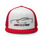 Vette Apparel Corvette Z06 C7 Silhouette Custom Car Club Custom Embroidered 5 Panel Trucker Cap Snapback Hat