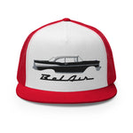 1957 Chevy Bel Air Onyx Black Antique 57 Chevy Classic Car Custom Embroidered 5 Panel Trucker Cap Snapback Hat