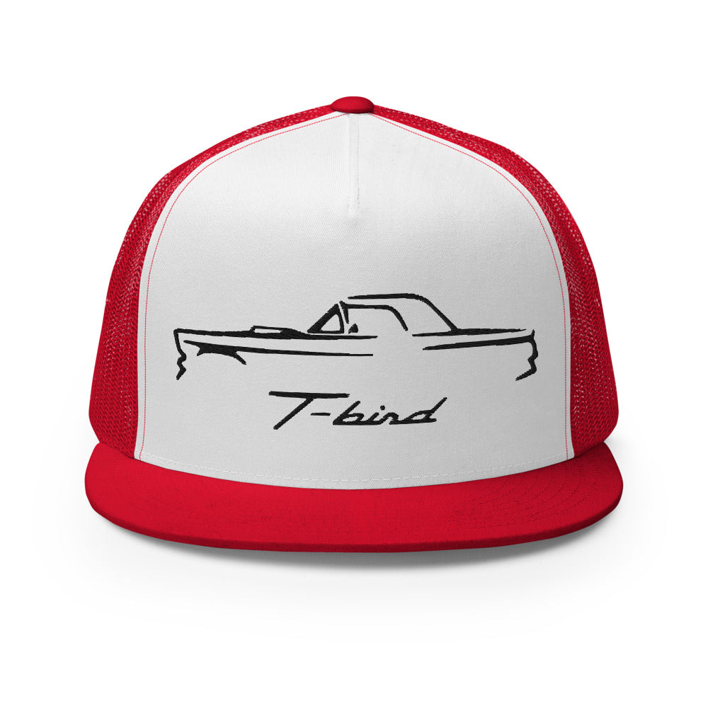 1957 Thunderbird Antique Classic Car Outline Silhouette Custom Embroidered 5 Panel Trucker Cap Snapback Hat