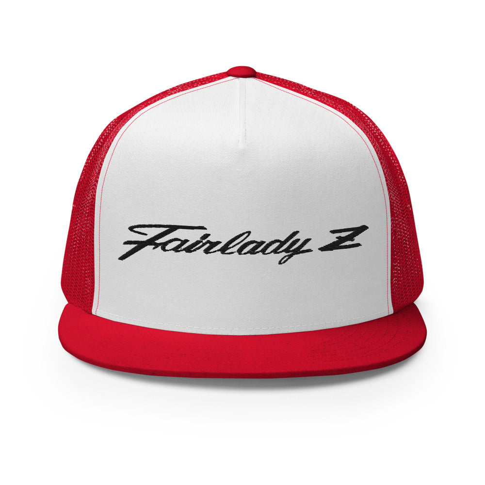 Fairlady Z Emblem Script Datsun 240z 280z Vintage JDM Car Custom Embroidered 5 Panel Trucker Cap Snapback Hat