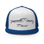 1957 Thunderbird Antique Classic Car Outline Silhouette Custom Embroidered 5 Panel Trucker Cap Snapback Hat