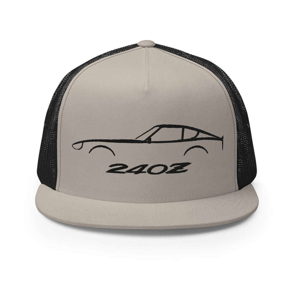 Datsun 240z Silhouette S30 Vintage JDM Car Custom Embroidered 5 Panel Trucker Cap Snapback Hat