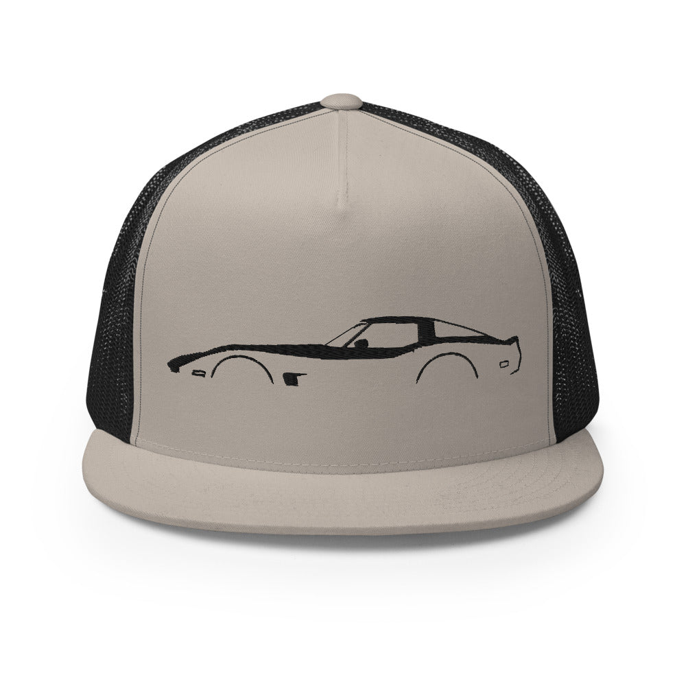 Corvette C3 Outline 3rd Gen Vette Owner Custom Embroidered 5 Panel Trucker Cap Snapback Hat