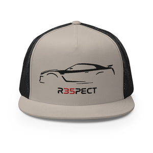 GTR R35 Outline Art Skyline GT-R JDM Custom Embroidered 5 Panel Trucker Cap Snapback Hat